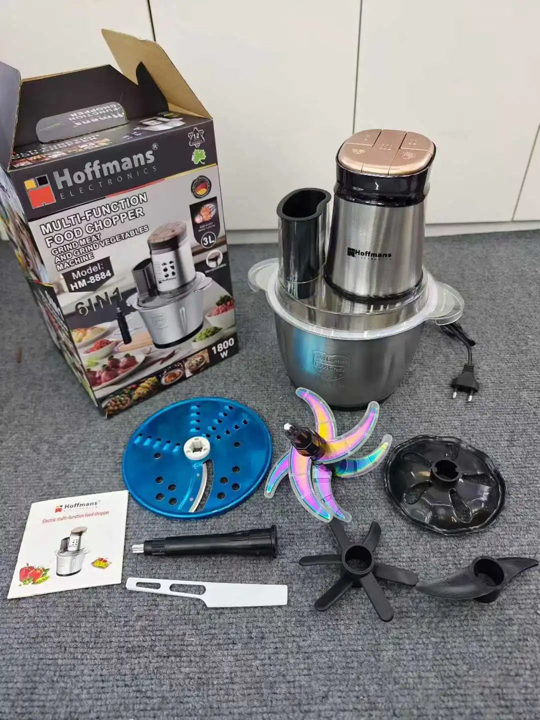 Tocător Multifuncțional Hoffmans HM-8884, 6 în 1, 3L, 1800W