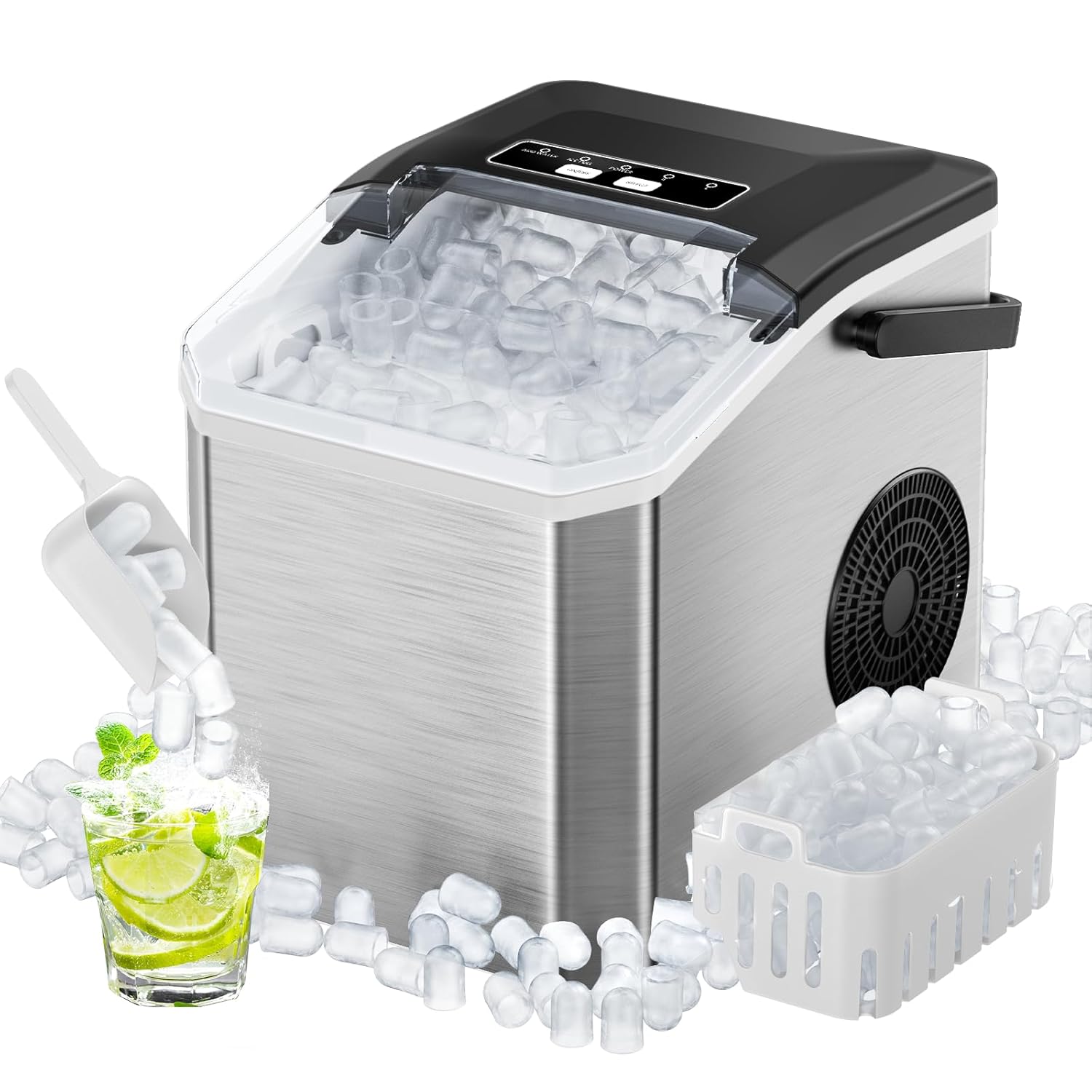 Mașină de Făcut Gheață Portabilă HOFFMANS HM-9813, 1.3L, 120W, Auto-Curățare, Cuburi Duble