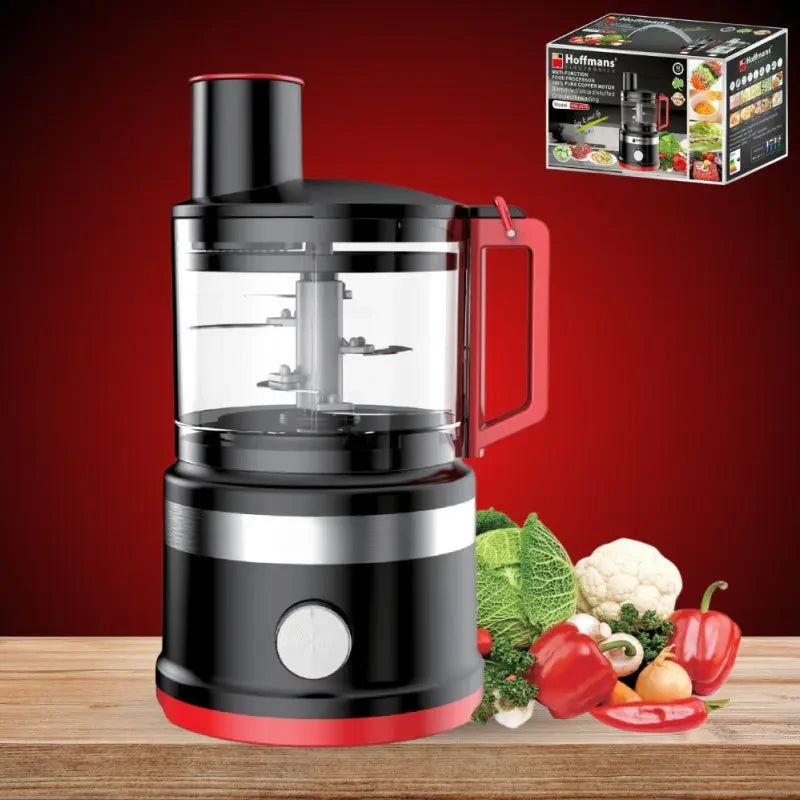 Robot de Bucătărie Multifuncțional Hoffmans HM-2076, 1000W, Bol 2.3L, 2 Viteze + Pulse, Lame Inox
