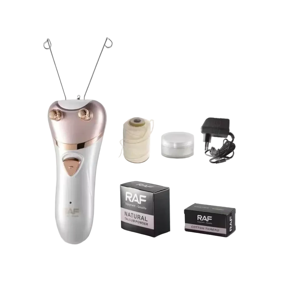 Epilator electric facial reincarcabil, cu fir de ata, RAF R4029, 5W, acumulator 1200mAh, 6x21cm, alb-roz