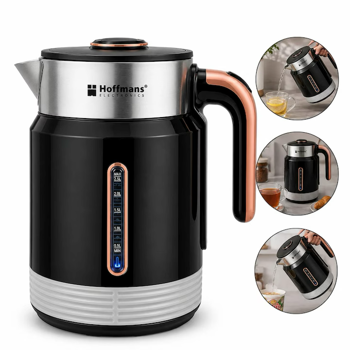 Fierbător Electric Multifuncțional Hoffmans HM-2547 pentru Apă și Lapte – 2.5L, Inox