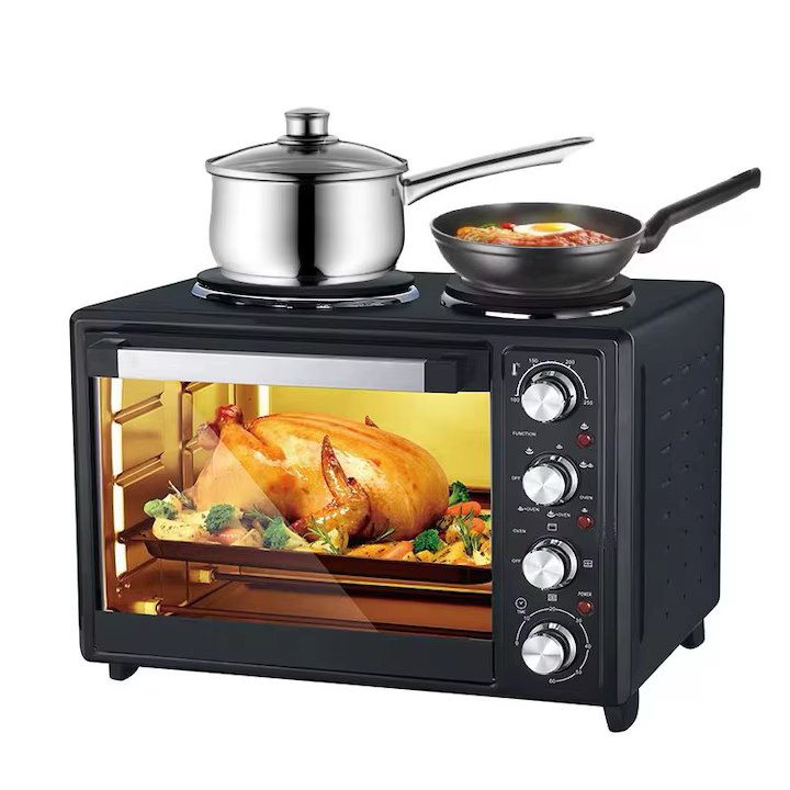 Cuptor Electric Hoffmans Electronics HM-753, 55L, 2000W, 2 Plite Încălzire, Grill, Timer 60 min, Temperatură 100-250°C, Negru