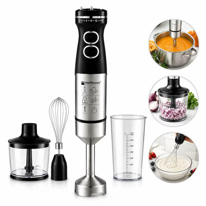 Hoffmans Electronics HM-8032 – Set Blender Vertical 5 în 1, 1000W