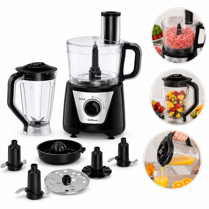 Robot de Bucătărie Hoffmans HM-1278, Multifuncțional, cu Blender 1.5L