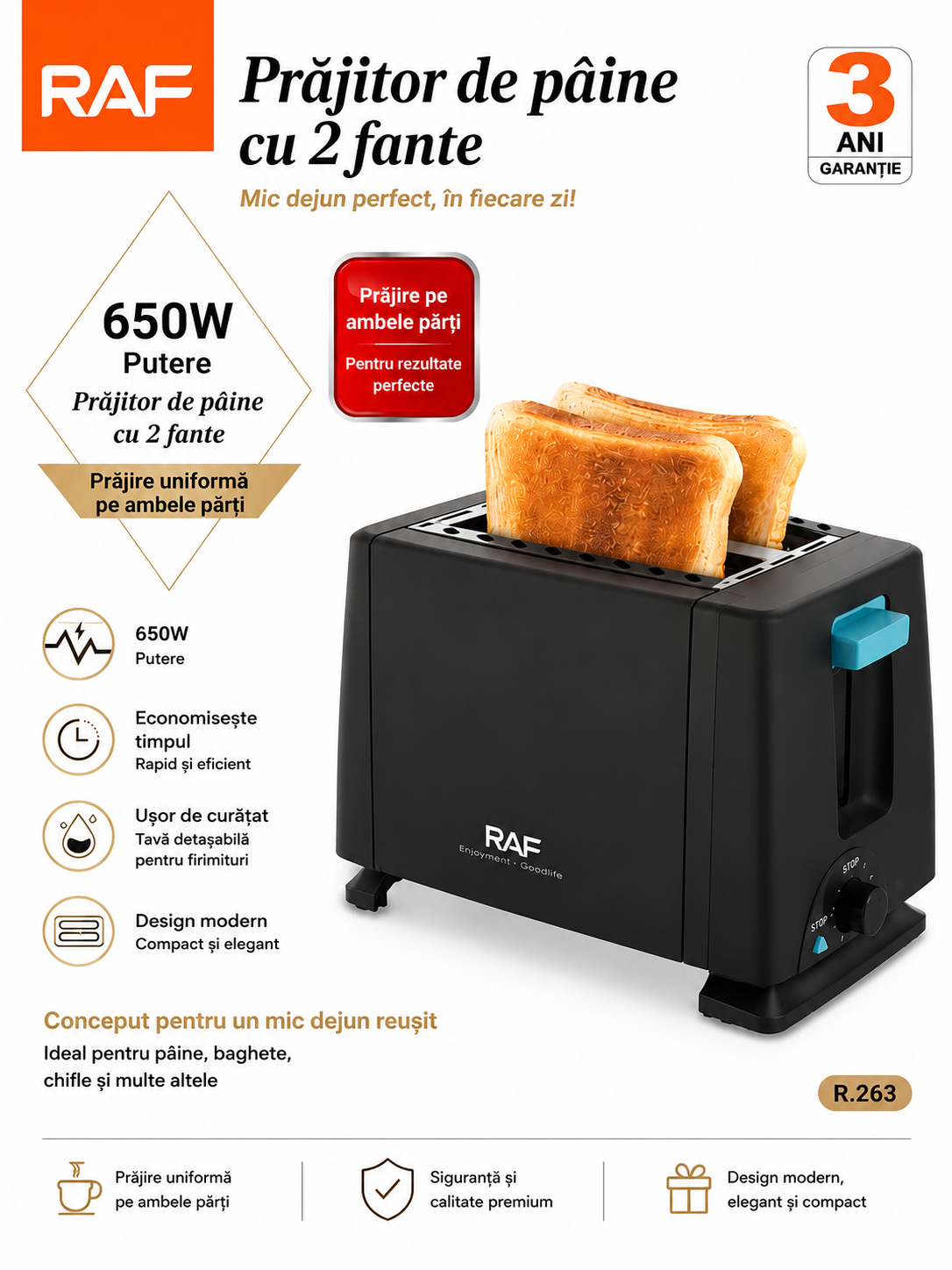 Prajitor de Paine RAF 263 - 6 Nivele, 650W