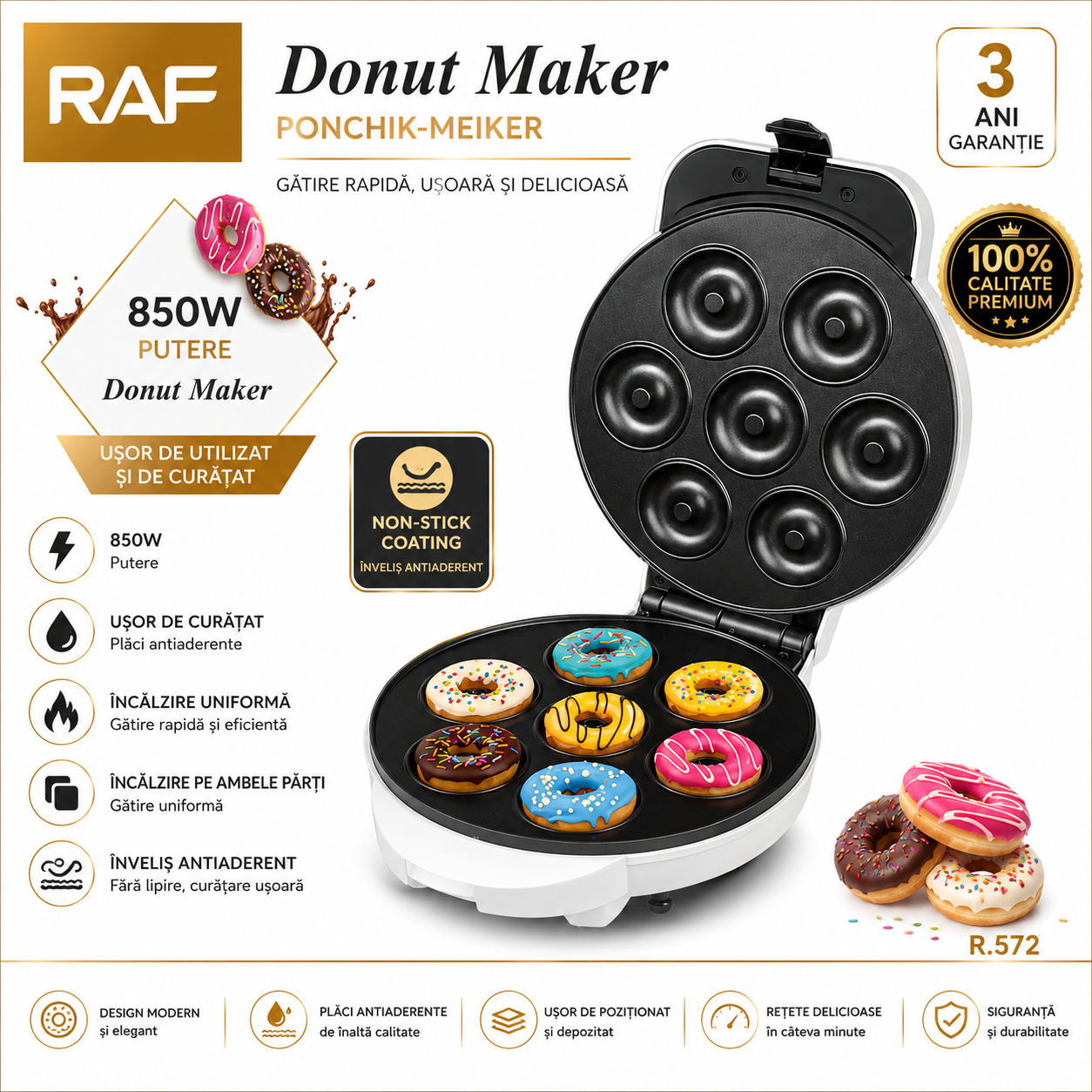 Aparat Electric pentru 7 Gogosi RAF 572, 850W