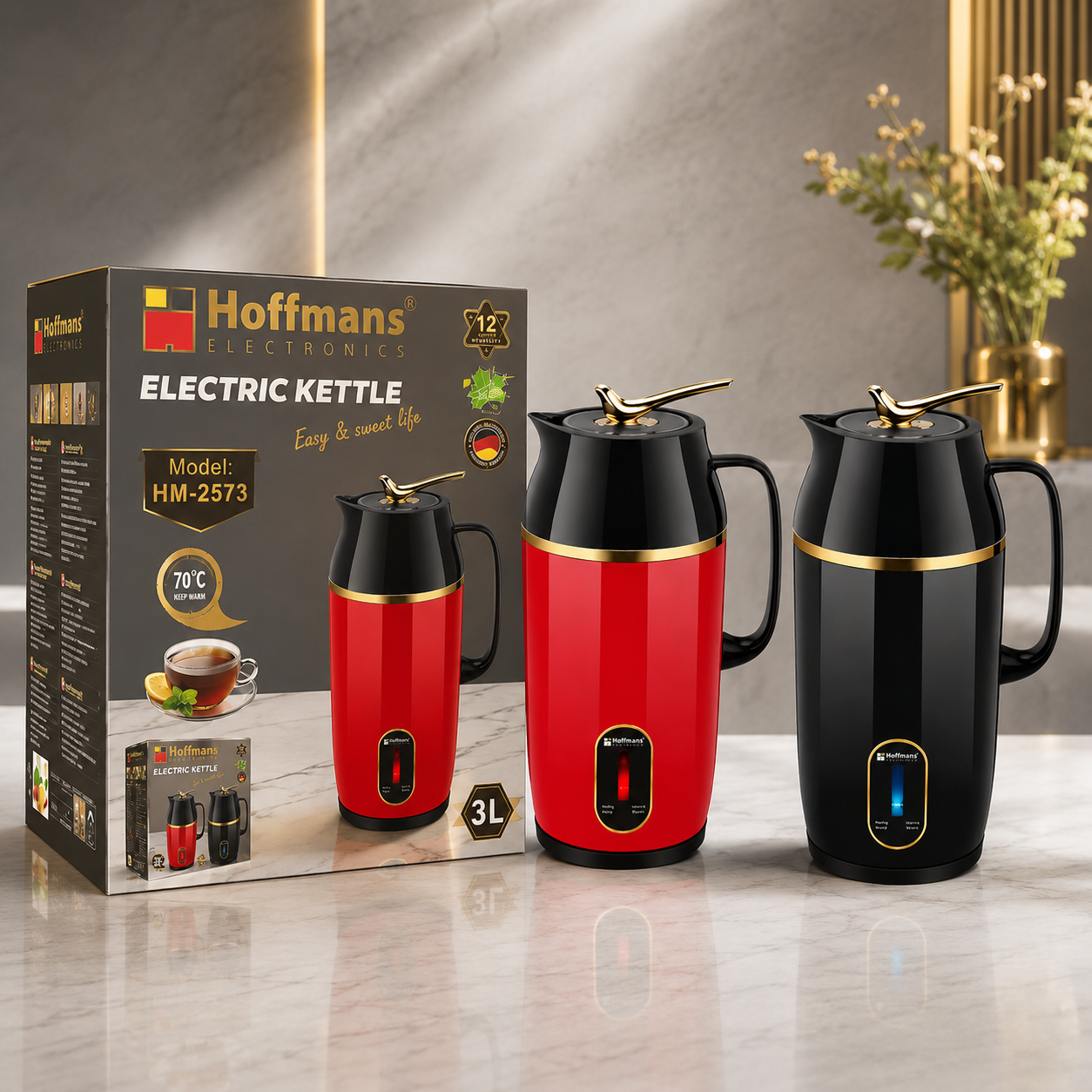 Fierbător Electric Hoffmans HM-2573, 3L, 1500W