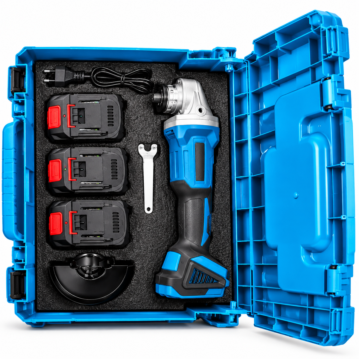 Polizor unghiular cu 2 acumulatori, 800W, 18V, 100mm, set complet