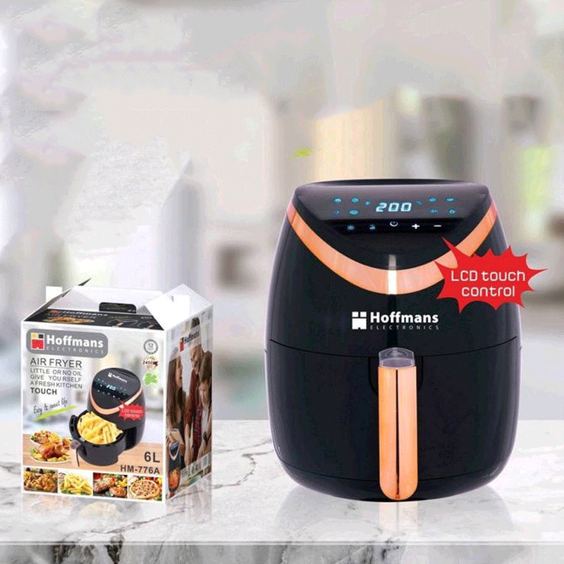 Air Fryer HOFFMANS 776A - Friteuza cu Aer Cald, Fara Ulei, Capacitate 6L, 2400W, Negru