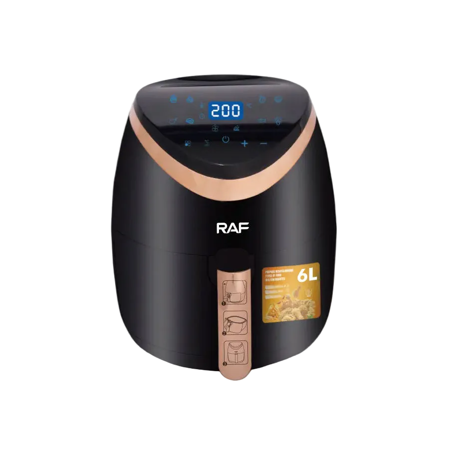Air Fryer RAF 5234B - Friteuza cu Aer Cald, Fara Ulei, Capacitate 6L, 2400W, Negru