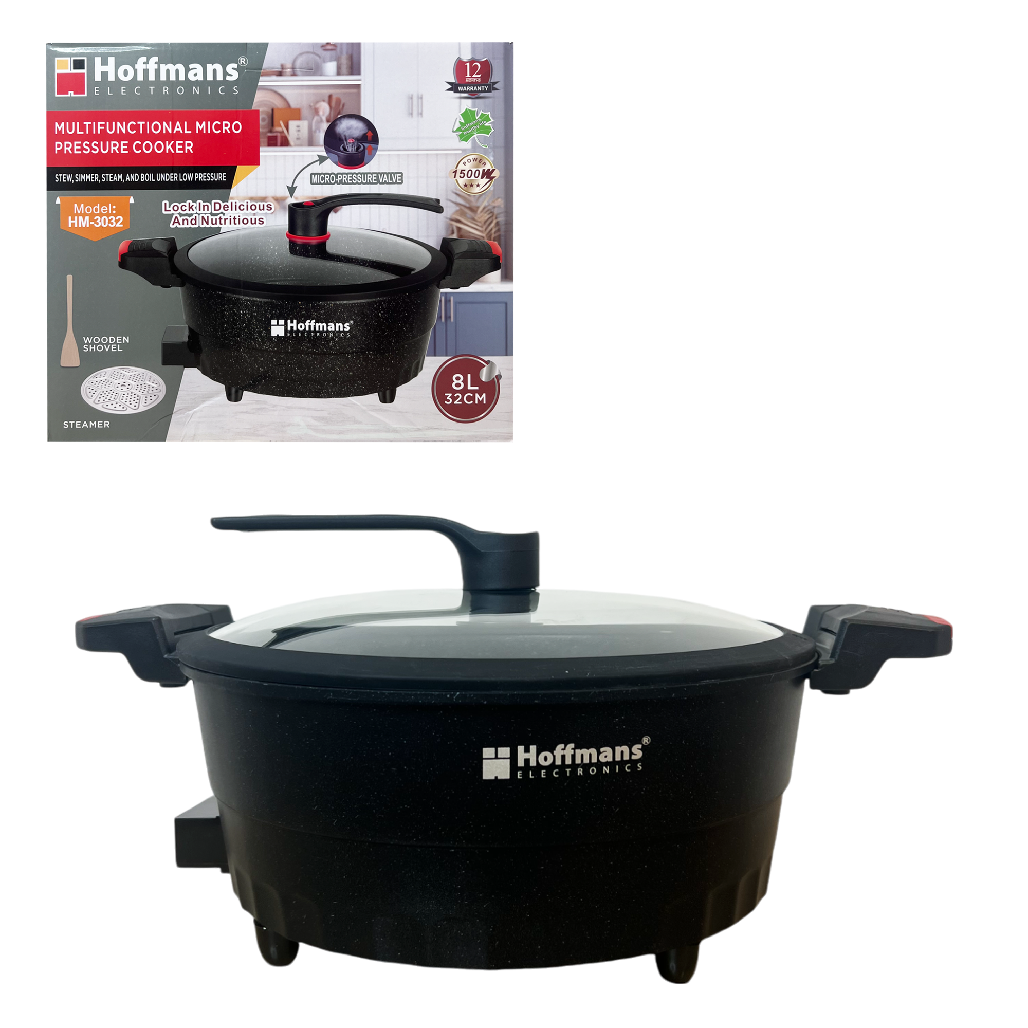 Oala cu Micropresiune Hoffmans HM-3032 - Capacitate 8L, 1500W