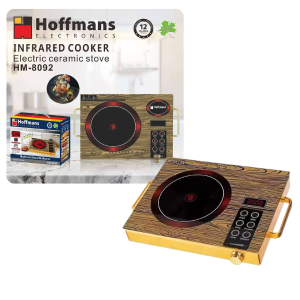Plită Electrică cu Infraroșu HOFFMANS HM-8092, 2200W, Control Tactil, Ceramică