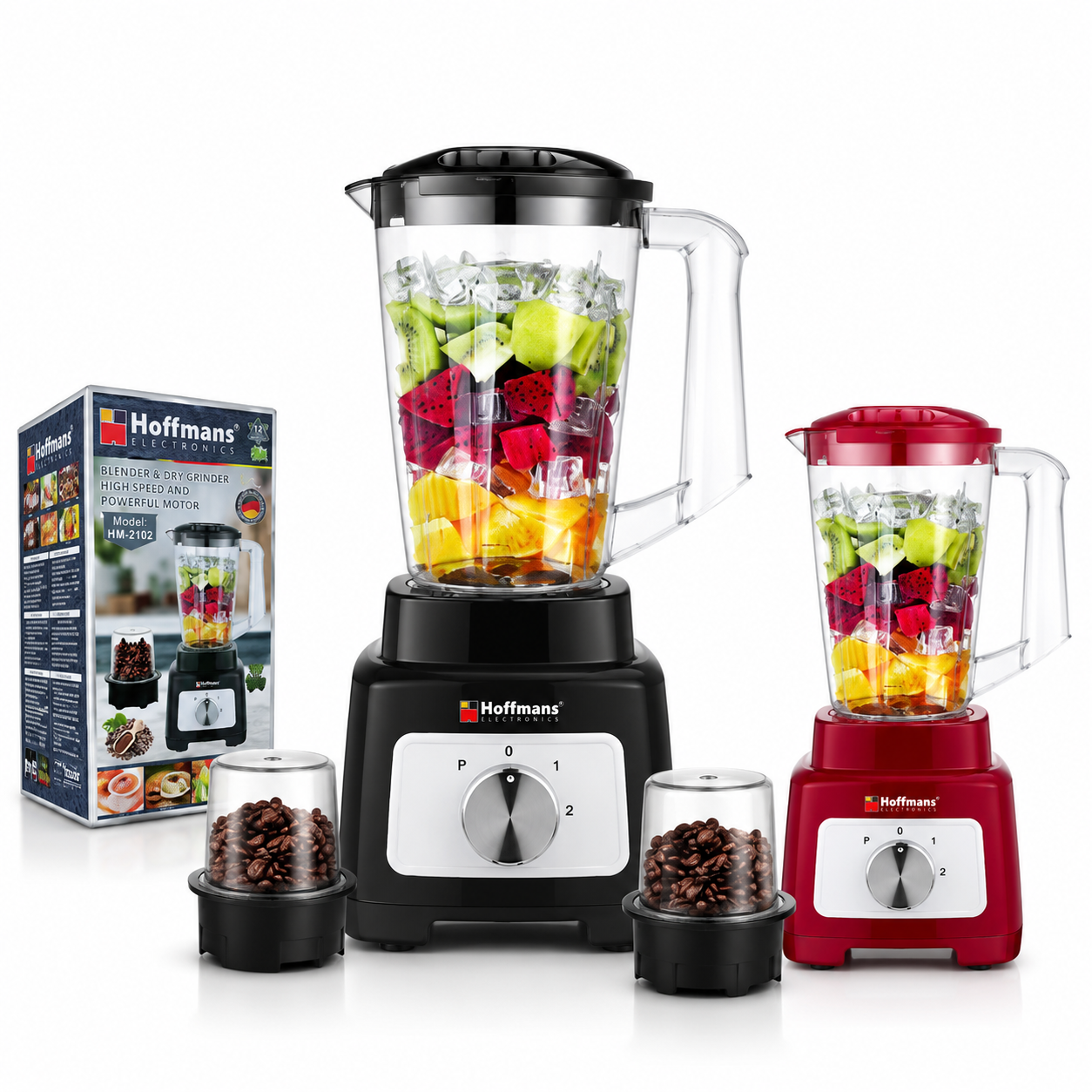 Blender 2 în 1 Hoffmans HM-2102 – 1.75L + Râșniță, 600W